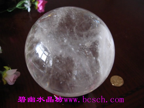 天然白水晶球