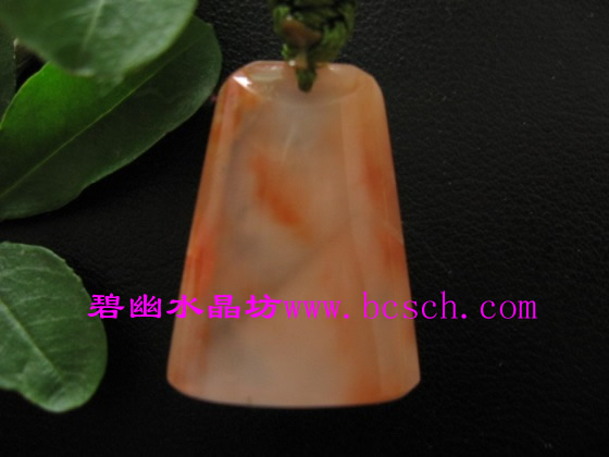 天然紅兔毛水晶吊墜