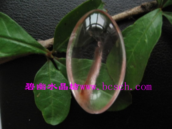 天然紅兔毛水晶吊墜