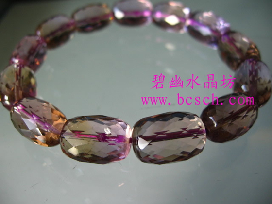 紫黃晶刻面鼓珠手鏈